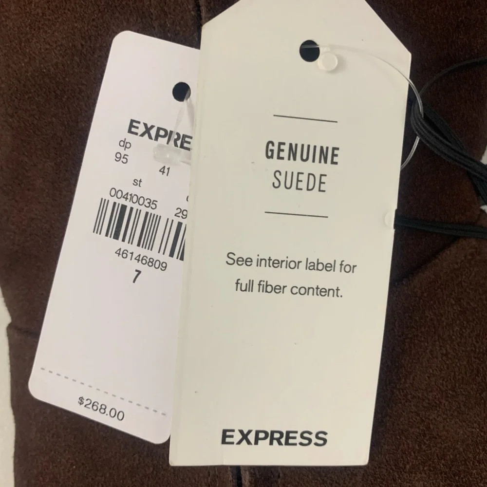 NWT Express Brian Atwood Collab Over-The-Knee Genuine Suede Boots Cognac 7